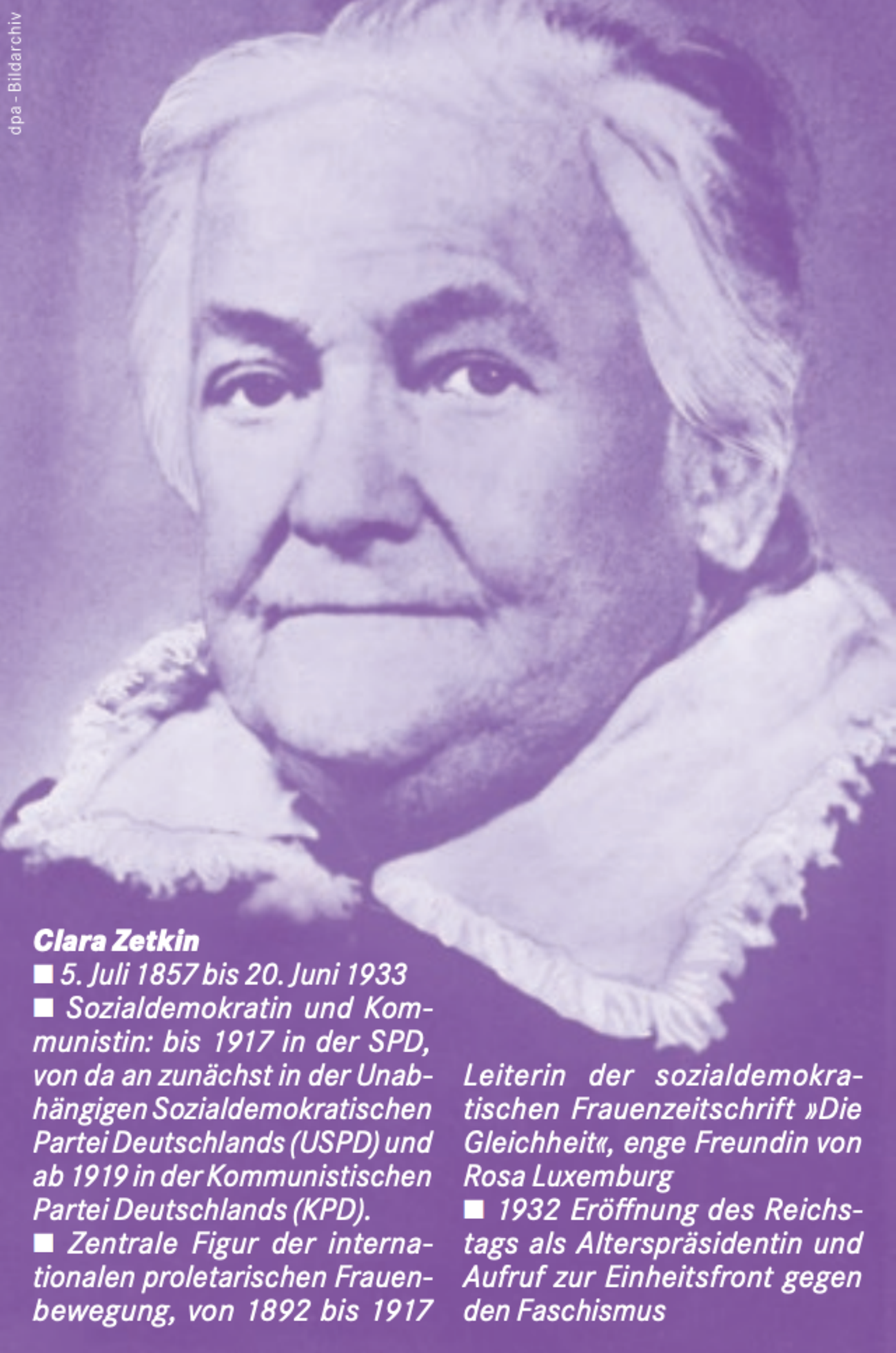 Clara Zetkin ©dpa -Bildarchiv Clara Zetkin ©dpa -Bildarchiv