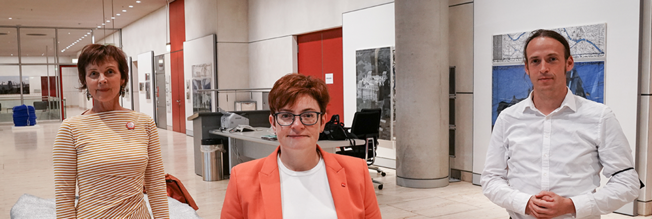 Sabine Leidig, Pascal Meiser und Christine Behle von Verdi