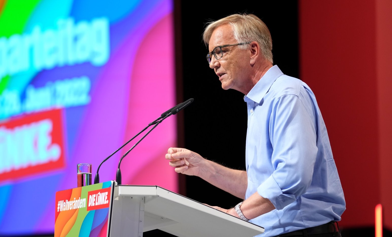 Dietmar Bartsch am 26. Juni 2022 auf dem Bundesparteitag in Erfurt Dietmar Bartsch am 26. Juni 2022 auf dem Bundesparteitag in Erfurt