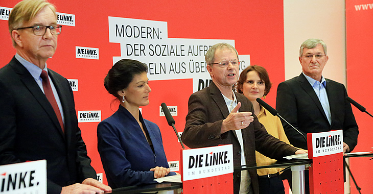 Pressekonferenz mit Bundespräsidentenkandidat Christoph Butterwegge und den Fraktions- und Parteivorsitzenden Dietmar Bartsch, Sahra Wagenknecht, Katja Kipping und Bernd Riexinger