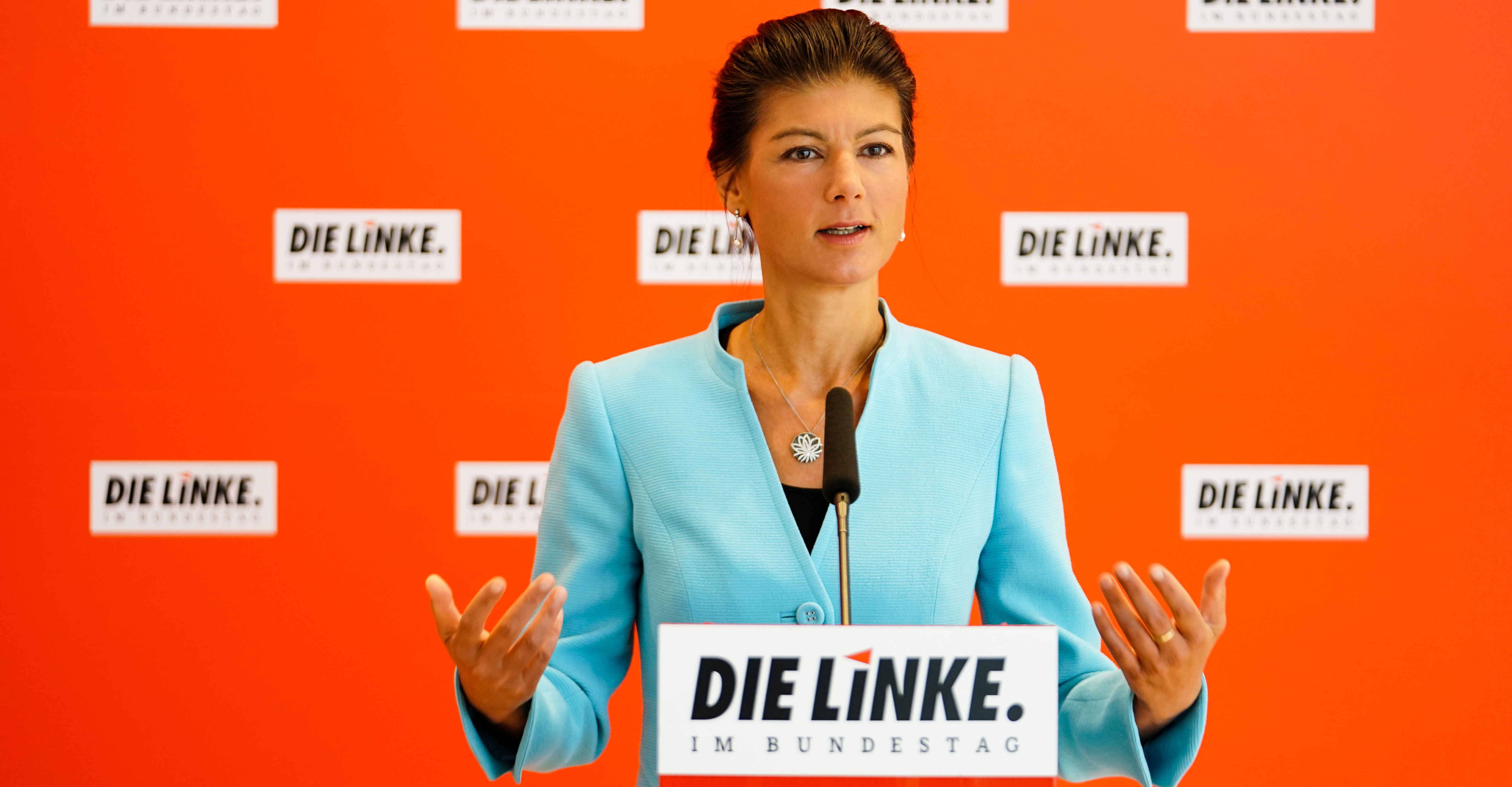 Sahra Wagenknecht beim Pressestatement