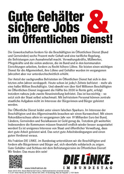 Cover Flugblatt gute Gehälter sichere Jobs